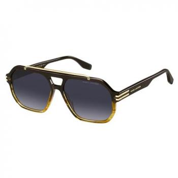 Marc Jacobs Men's Brown Horn Sunglasses with Dark Grey Shades, Size 58 MM