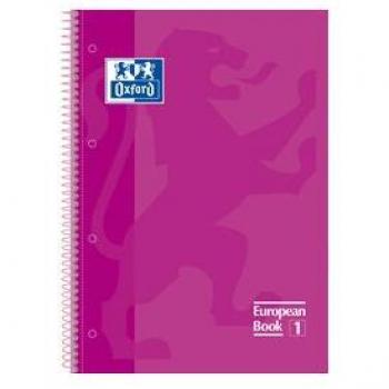 Paq/5 Cuaderno Espiral Europeanbook 1 Fucsia A4 80h 90g. Cuadricula 5x5mm Microperforado
