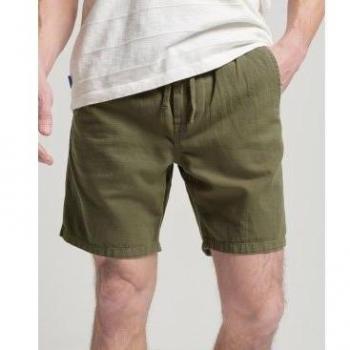 Superdry Men's Vintage Overdyed Casual Shorts, Olive Green Khaki, Size S