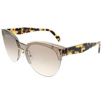 Prada Women's 0PR04US VIQ4O0 43 Sunglasses, Transparent Brown/Gradientbrownmirrorsilver,