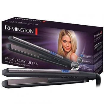 Remington Plancha de Pelo Pro Ceramic Ultra, Cerámica Avanzada Ultra, Placas Flotantes Extralargas, Temperatura hasta 230°C, Función Turbo y Bloqueo Temperatura, Digital, Calentamiento 15s, S5505