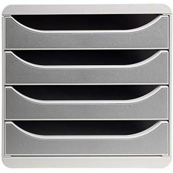 Módulo individual BIG-BOX Exacompta 310041D, cajonera para documentos A4 con 4 cajones, dimensiones 347x278x267 mm, color gris claro