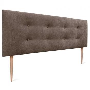 Cabecero Tapizado Aqualine de Polipiel o Tela con 2 Hileras de Botones y Patas (150x105cm, Marrón)