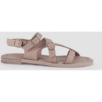 Sandalias planas de mujer de piel en natural