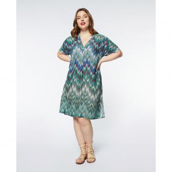 Vestido tipo pareo para traje de baño con estampado de chevron