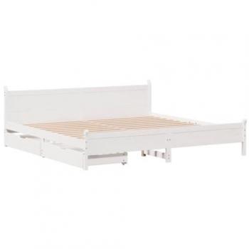 Estructura de cama sin colchón 200x200 cm madera maciza blanca