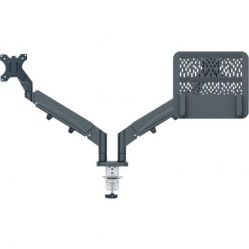 Brazo para monitor y portátil Leitz Ergo SpaceSaving Dual Gris Oscuro 65380089