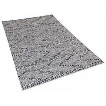 Alfombra de Algodón Negra y Blanca con Patrón Geométrico Tuftado 140 x 200 cm Termal
