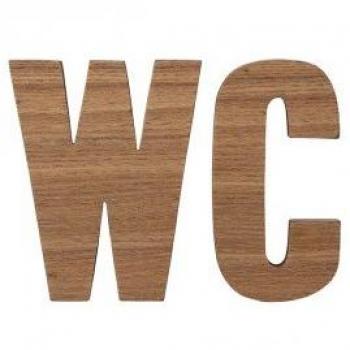 Wood Letters 'WC', nature, Set of 2
