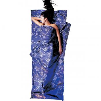 Cocoon Sábana de Viaje en Seda para Hombre, diseño Leaves, color Azul, dimensiones 86x35