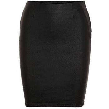 Pieces Paro Coated High Waist Pencil Skirt for Women - Black - XL