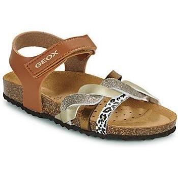 Sandalias Geox J Adriel Girl para niña en color cognac y platino