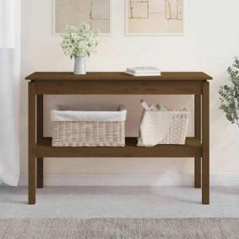 Mesa consola de madera maciza de pino 110x40x75 cm en color natural, blanco, gris y marrón miel, ideal para salón como mesa de entrada o mueble recibidor