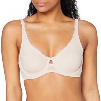 Triumph Wild Rose Sensation W01 Women's Minimizer Bra with Jacquard Lace, Beige, Size G 90