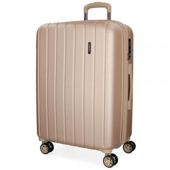 Movom Wood Maleta mediana Beige 44,50x65x27,5 cms Rígida ABS Cierre TSA 68L 3,8Kgs 4 Ruedas Dobles Extensible