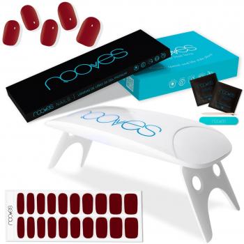 Láminas de Uñas de Gel Precurado Rojas con Lámpara de Secado UV/LED Portátil 8w, Tiras De Uñas De Gel Semicurado, Pegatinas Uñas Semipermanente
