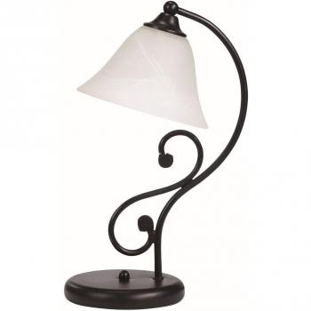 Lámpara de Mesa Dorothea 7772 - Estilo Mediterráneo, Negro Mate, E14, Cristal, Altura 39 cm