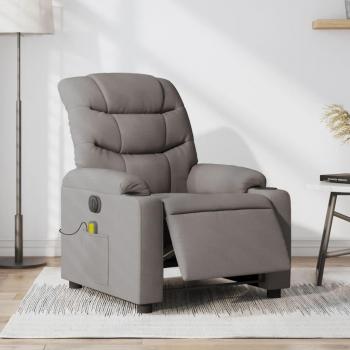 Sillón reclinable de masaje eléctrico tela gris taupe Vidaxl 263807