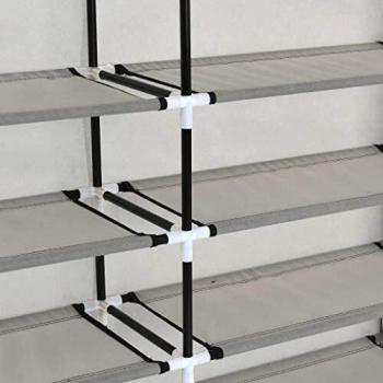 vidaXL Mueble zapatero de tela con funda gris 115x28x110 cm