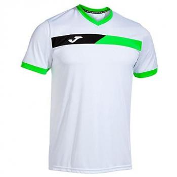 Camiseta de Manga Corta para Hombre Court Blanca con Detalles en Verde Flúor