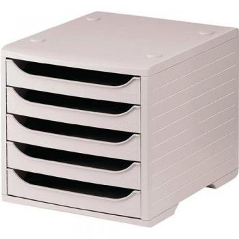 Caja de almacenamiento con 5 cajones gris/azul, plástico H255xB270xT340 mm STYRO