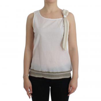 Ermanno Scervino Women's White Sleeveless Top Blouse with Bow Detail - Size L (IT46)