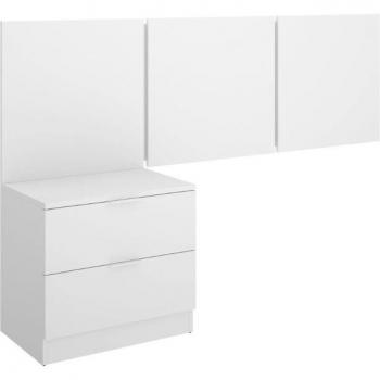 Cabecero Con Mesita De Noche Bito Blanco 95,5X156x34 Cm - Cabecero de 3 plafones con mesita de 2 cajones, color blanco, dimensiones: 96 x 157 x