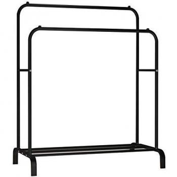 UDEAR Percheros Burro Perchas Independientes de Doble Varilla Estante para Ropa de Dormitorio Multifuncional, Negro