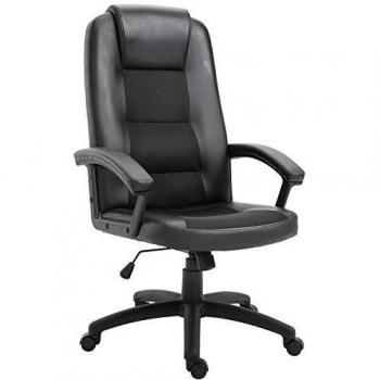 Vinsetto Silla de Oficina Giratoria Silla de Escritorio Ergonómica con Altura Ajustable Función Basculante Reposabrazos y Respaldo Alto de Piel Sintética 64x65x113-123 cm Negro