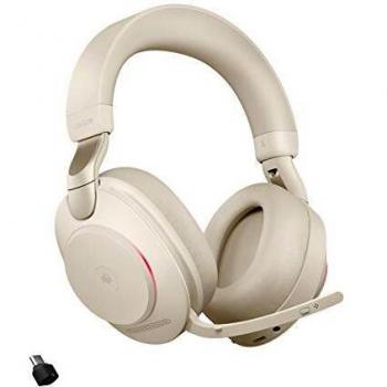Jabra Evolve2 85 Auriculares Inalámbricos Estéreo con Cancelación de Ruido - Certificados para Microsoft Teams - Batería de Larga Duración - Adaptador Bluetooth USB-C - Beige