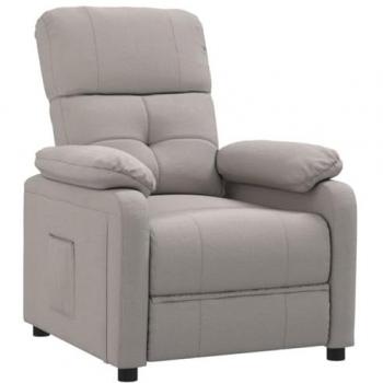 Sillón reclinable de tela gris taupe con función reclinable manual, asiento acolchado grueso, ideal para televisión y descanso