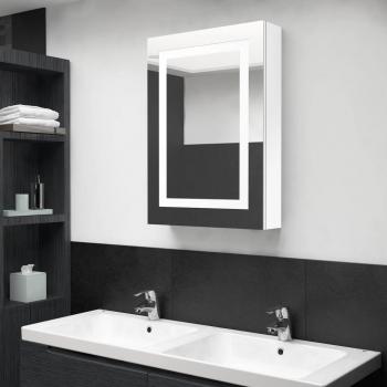 Mueble de baño con espejo y LED blanco pulido 50x13x70 cm