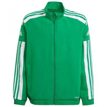 Chaqueta de fútbol Adidas Squadra 21 Pre Infantil, color verde/blanco, diseño unisex, material ligero y transpirable, ideal para entrenamiento y presentación