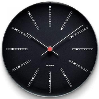 Arne Jacobsen Bankers Reloj de Pared, Aluminio, Negro, 29 cm