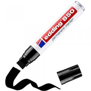 edding 850 marcador permanente - negro - 1 rotulador - punta biselada 5-15 mm - para marcas llamativas - resistente al agua, secado rápido, indeleble - para cartón, plástico, madera, metal, vidrio