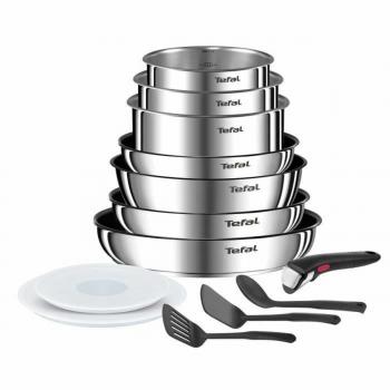 Batería de Cocina Tefal 13 Piezas - Conjunto de panelas antiadherentes, aptas para todo tipo de cocinas, incluye cacerolas y sartenes, fabricadas en aluminio con recubrimiento