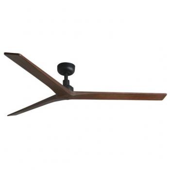 FARO Ventilador de techo sin luz KLIM L - Negro/Nogal - Motor DC - Ø150cm