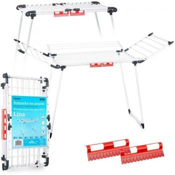 Tendedero Plegable de Pie Lina, 22 m, Blanco, Estable y Antideslizante