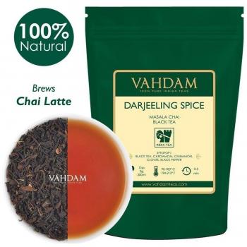 Té Masala Chai, Especia (50 Tazas) - Mezcla única de Hojas de Té Gourmet Darjeeling mezclado con especias frescas como Cardamoma, Canela, Clavo y Pimienta Negra - Té Negro Especiado de la India, 100g