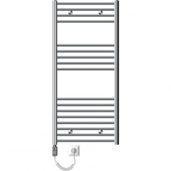 Radiador Eléctrico para Baño Sahara 600 x 1200 mm Cromado Curvado con Conexión Lateral y Resistencia de 1200W, Termostato y Pantalla Digital
