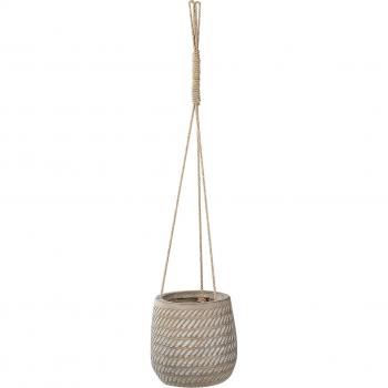Maceta Colgante Redonda de Yute y Fibra de Arcilla Estampada Gris Pardo ⌀ 20 cm Livadia