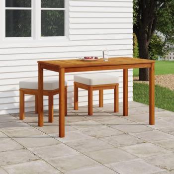 Set de almuerzo de jardín de 3 piezas con almohadas de acacia de madera maciza, incluye mesa y dos sillas, fabricado en madera de acacia resistente a la intemperie, cojines cómodos y acolchados