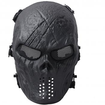 Coofit fantasma calavera Airsoft Paintball máscara completa protección Militar disfraz de Halloween, color negro, tamaño Talla única