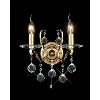 Aplique de pared Zinta con interruptor 2 luces oro / cristal