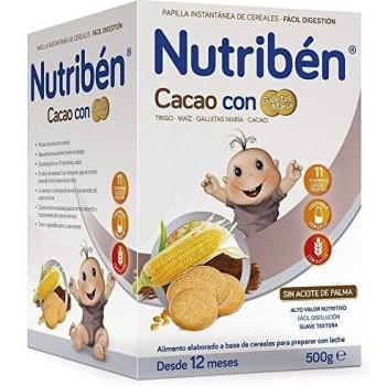 Nutribén Papilla Cacao con Galletas Maria, Desde 12 meses, 500g