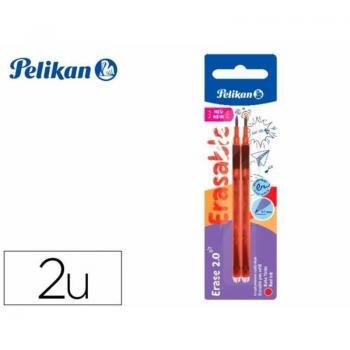 Recambio de tinta para bolígrafo Pelikan Erase 2.0 en color rojo, presentado en blister de 2 unidades