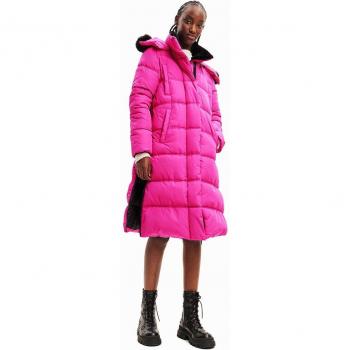 Desigual - Abrigo Surrey Acolchado con Cinturón para Mujer, Color Lila/Fucsia