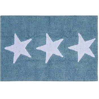 Happy Decor Kids -Alfombra Lavable Three Stars 100% Algodón Natural -Azul- 120x80 cm