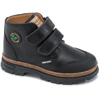 Botines de niño Pablosky de piel negro 507013 con cierre adherente