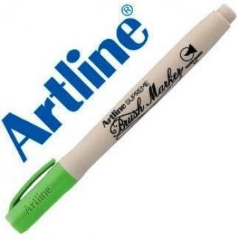 Rotulador artline supreme brush pintura base de agua punta tipo pincel trazo variable verde amarillento